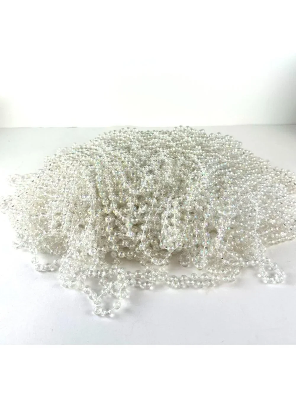 Huge Lot Vintage Plastic Clear Iridescent Bead Tree Garland 288 Ft